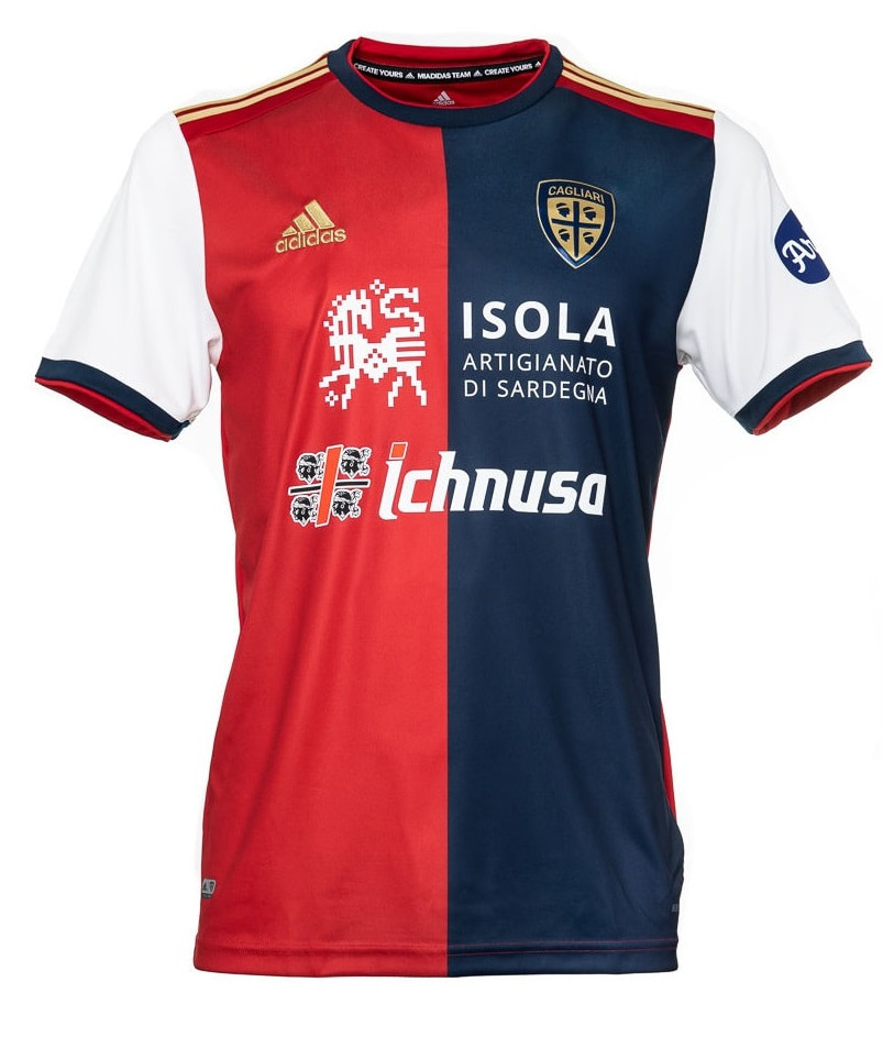 Cagliari Home 2020/2021 Football Shirt Manufactured By Adidas. The Club Plays Football In Italy.