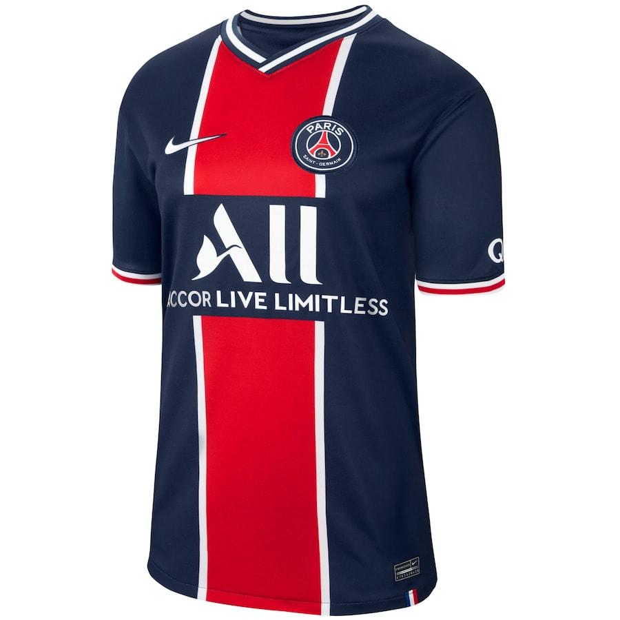 PSG​​​​​​ Home 2020/2021 Football Shirt Manufactured By Nike. The Club Plays Football In France.
