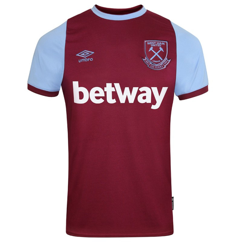 West Ham 2020/2021 Home Football Shirt Manufactured By Umbro. The Club Plays Football In England.